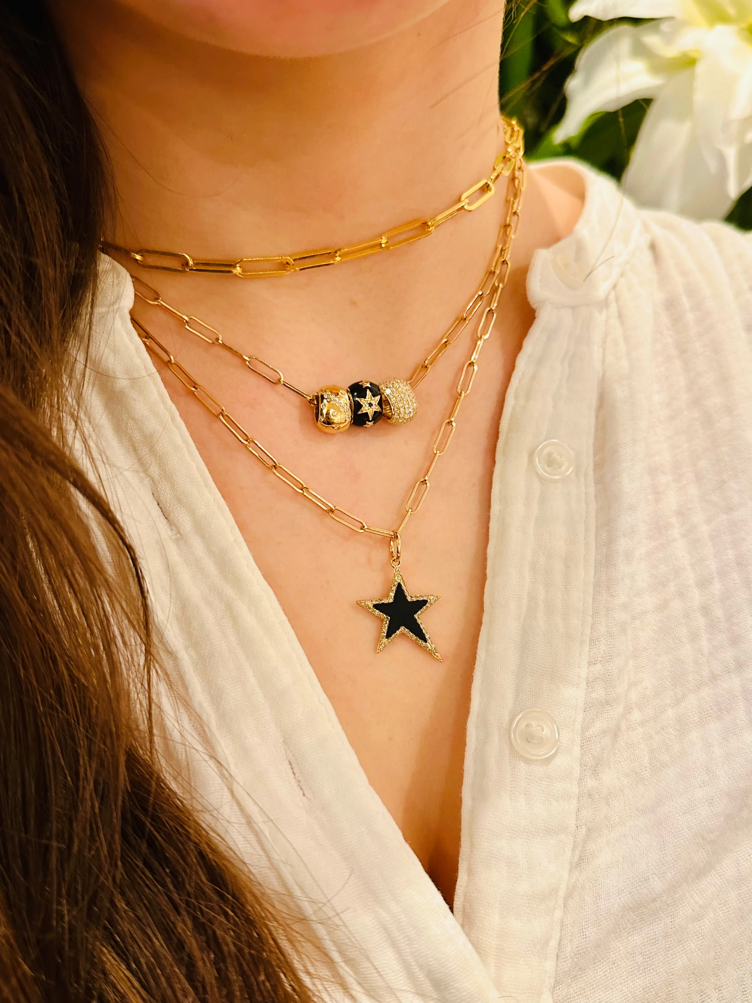 14K GOLD WITH SCATTERED DIAMONDS RONDELLE