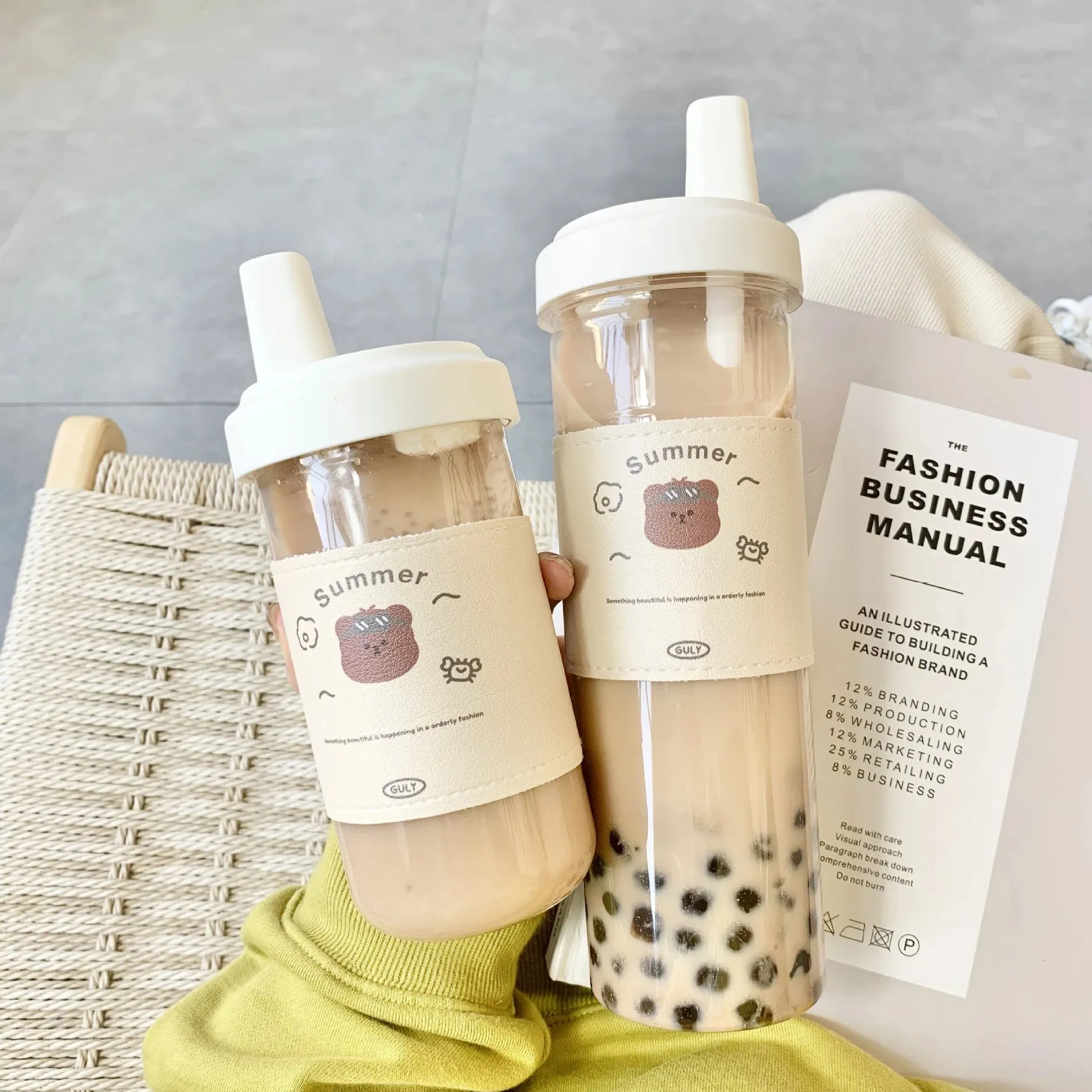 500/850ML Boba Tea Large Capacity Plastic Reusable Bottle