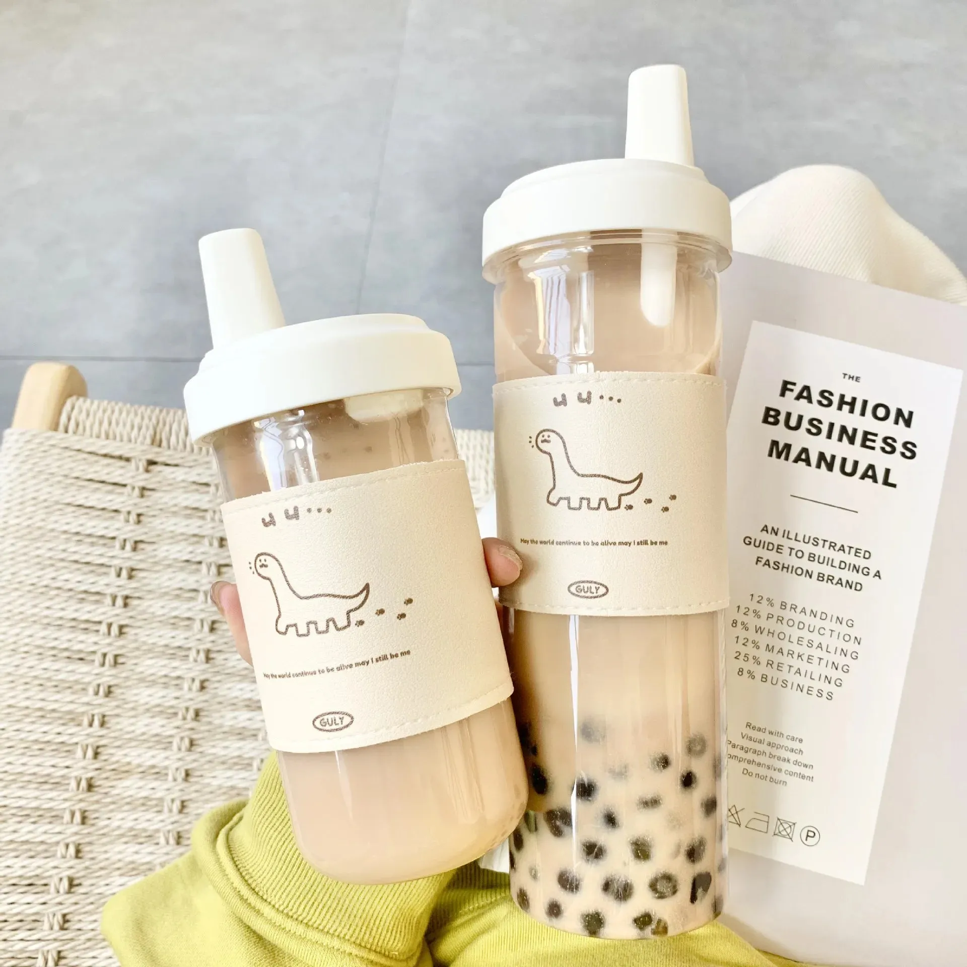 500/850ML Boba Tea Large Capacity Plastic Reusable Bottle
