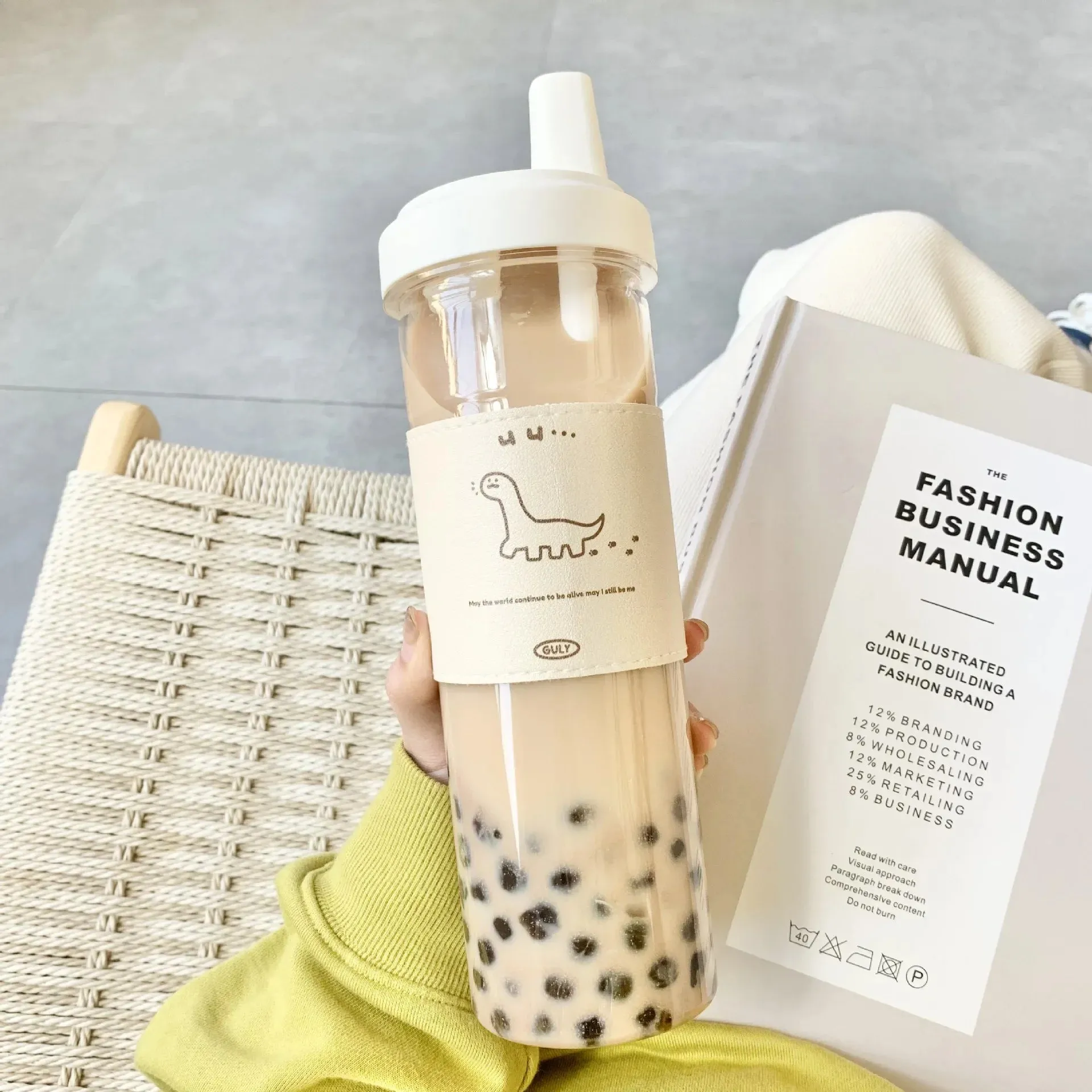 500/850ML Boba Tea Large Capacity Plastic Reusable Bottle