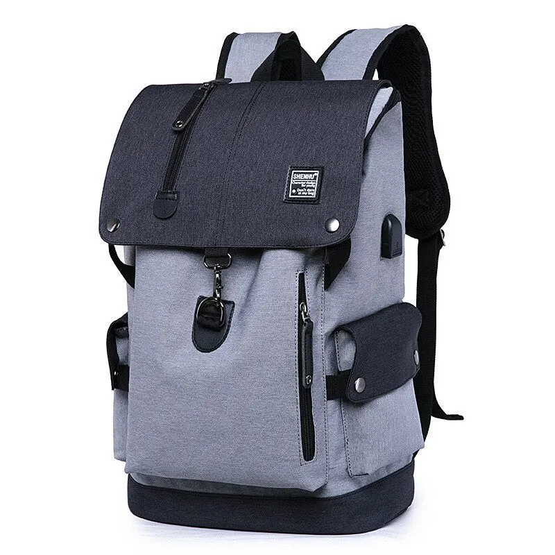 Anti-Theft Laptop Backpack Oxford Fabric College Travel Backpack with USB Charging Port Water Resistant For School Bags Boys