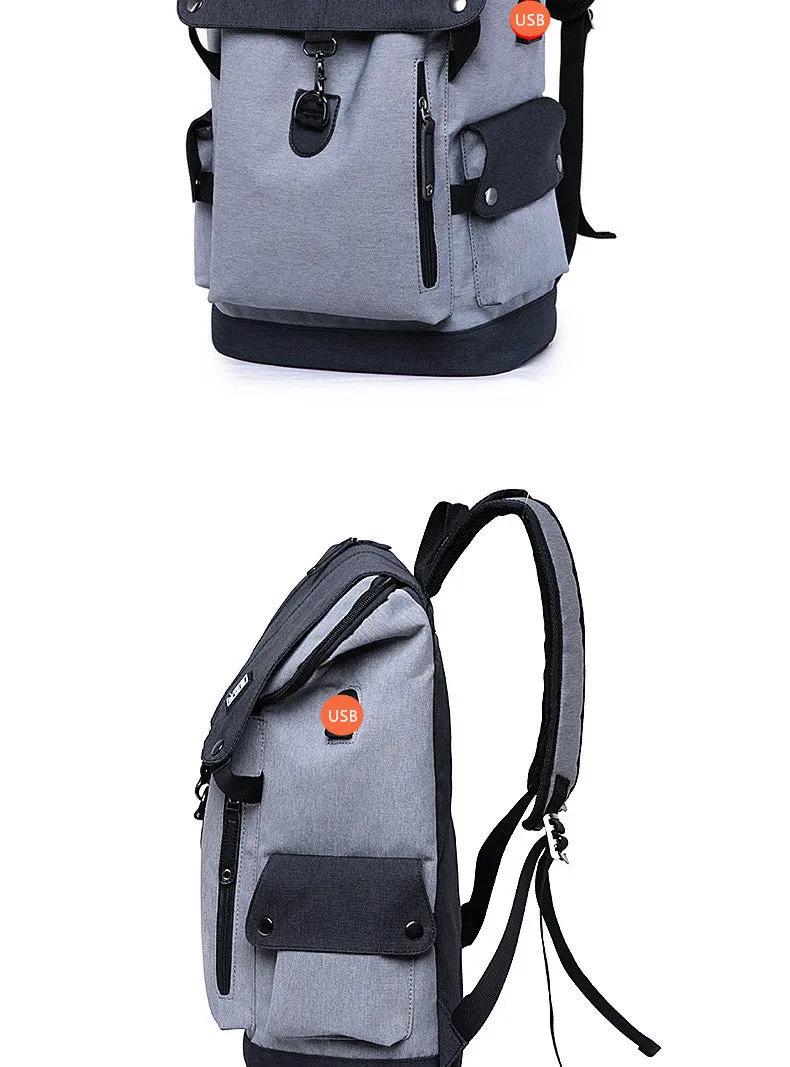 Anti-Theft Laptop Backpack Oxford Fabric College Travel Backpack with USB Charging Port Water Resistant For School Bags Boys