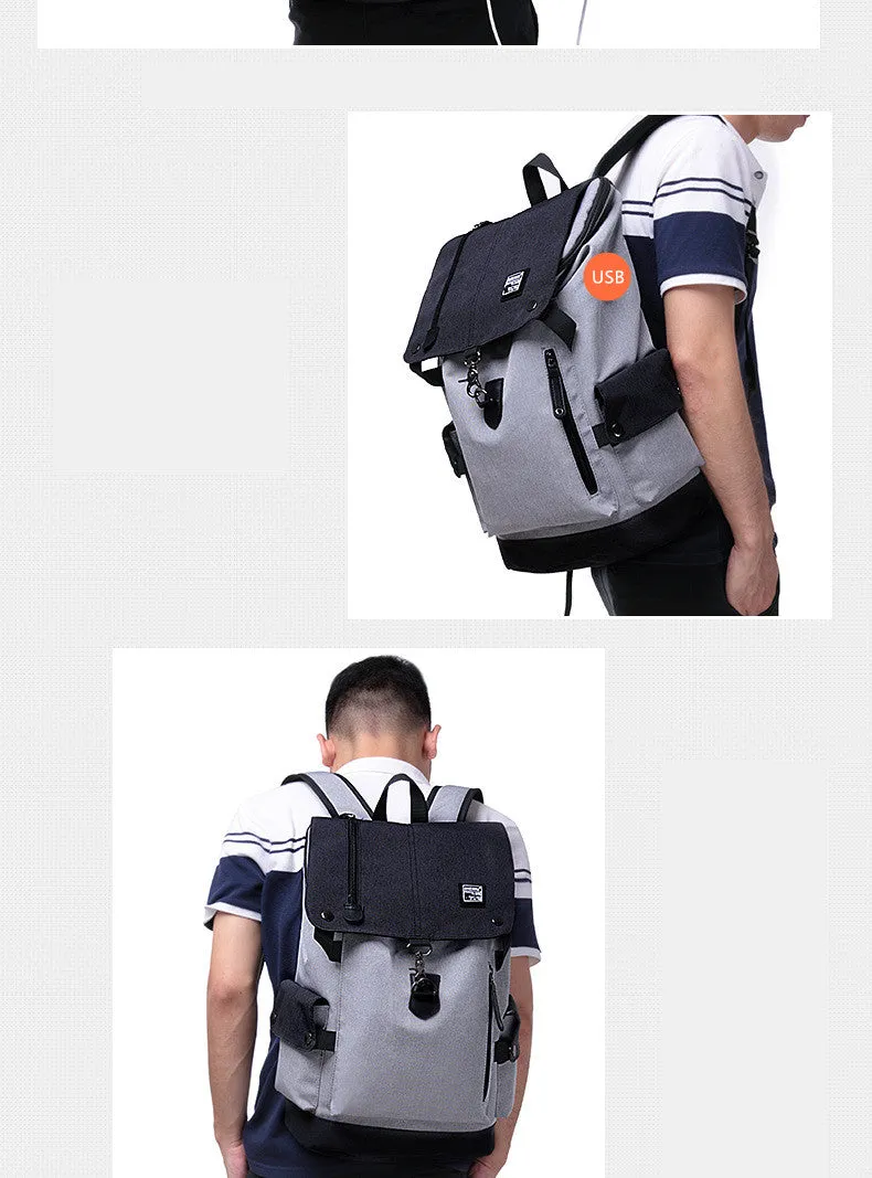 Anti-Theft Laptop Backpack Oxford Fabric College Travel Backpack with USB Charging Port Water Resistant For School Bags Boys