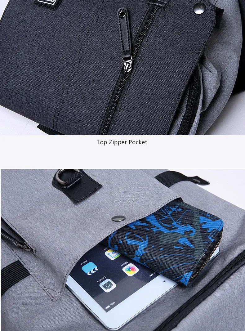 Anti-Theft Laptop Backpack Oxford Fabric College Travel Backpack with USB Charging Port Water Resistant For School Bags Boys