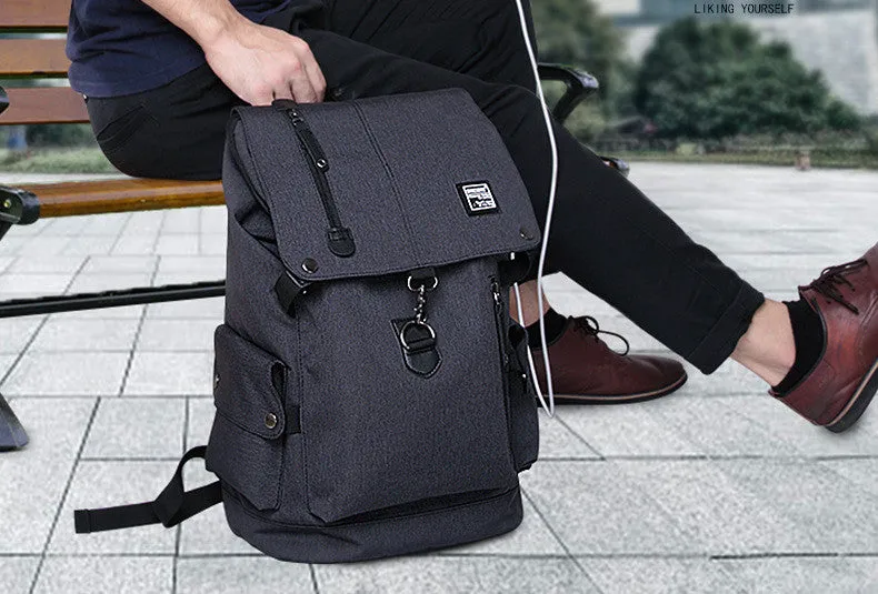 Anti-Theft Laptop Backpack Oxford Fabric College Travel Backpack with USB Charging Port Water Resistant For School Bags Boys