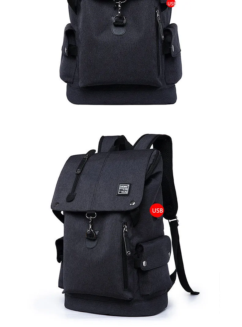 Anti-Theft Laptop Backpack Oxford Fabric College Travel Backpack with USB Charging Port Water Resistant For School Bags Boys