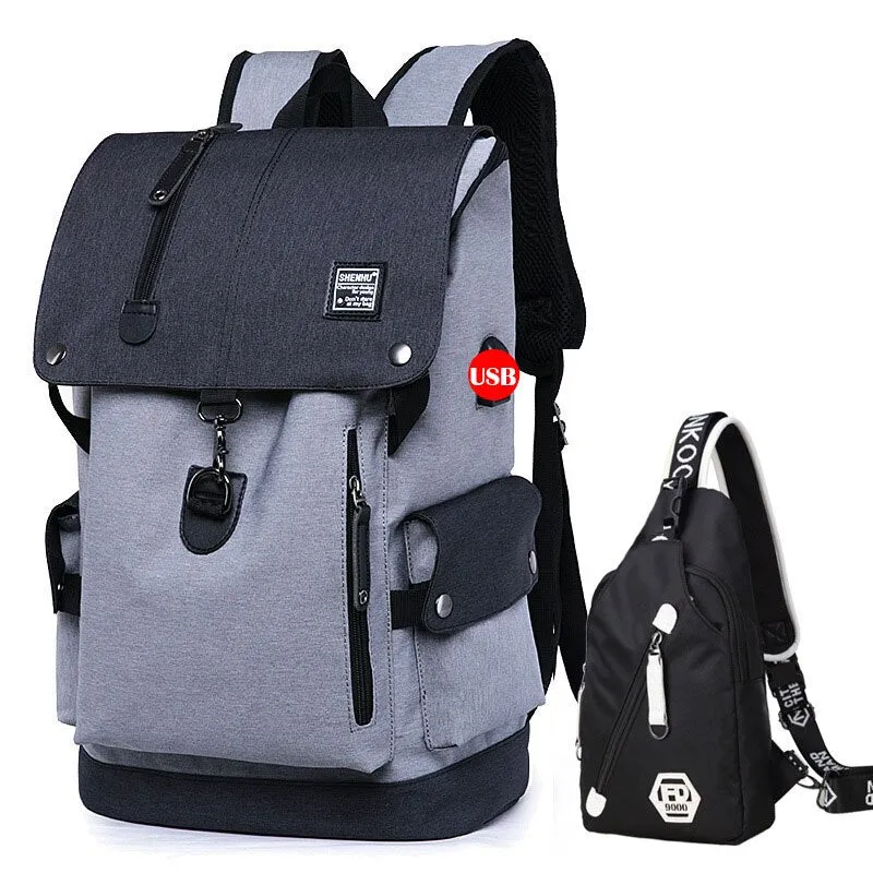 Anti-Theft Laptop Backpack Oxford Fabric College Travel Backpack with USB Charging Port Water Resistant For School Bags Boys