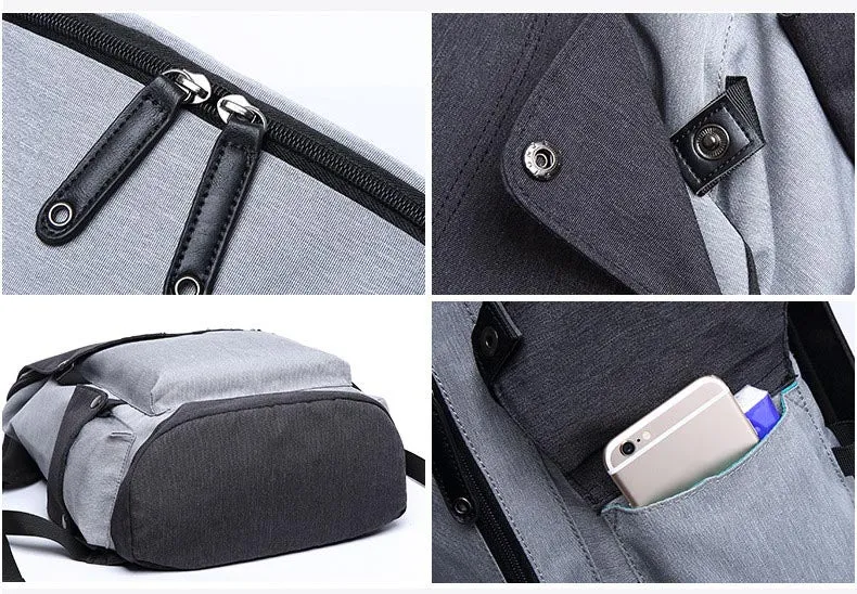 Anti-Theft Laptop Backpack Oxford Fabric College Travel Backpack with USB Charging Port Water Resistant For School Bags Boys
