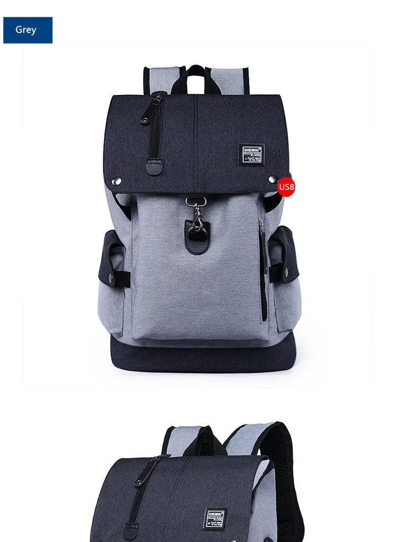 Anti-Theft Laptop Backpack Oxford Fabric College Travel Backpack with USB Charging Port Water Resistant For School Bags Boys