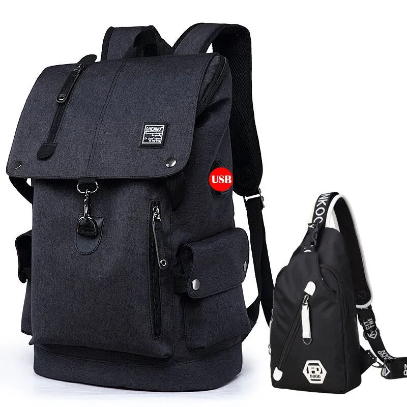 Anti-Theft Laptop Backpack Oxford Fabric College Travel Backpack with USB Charging Port Water Resistant For School Bags Boys