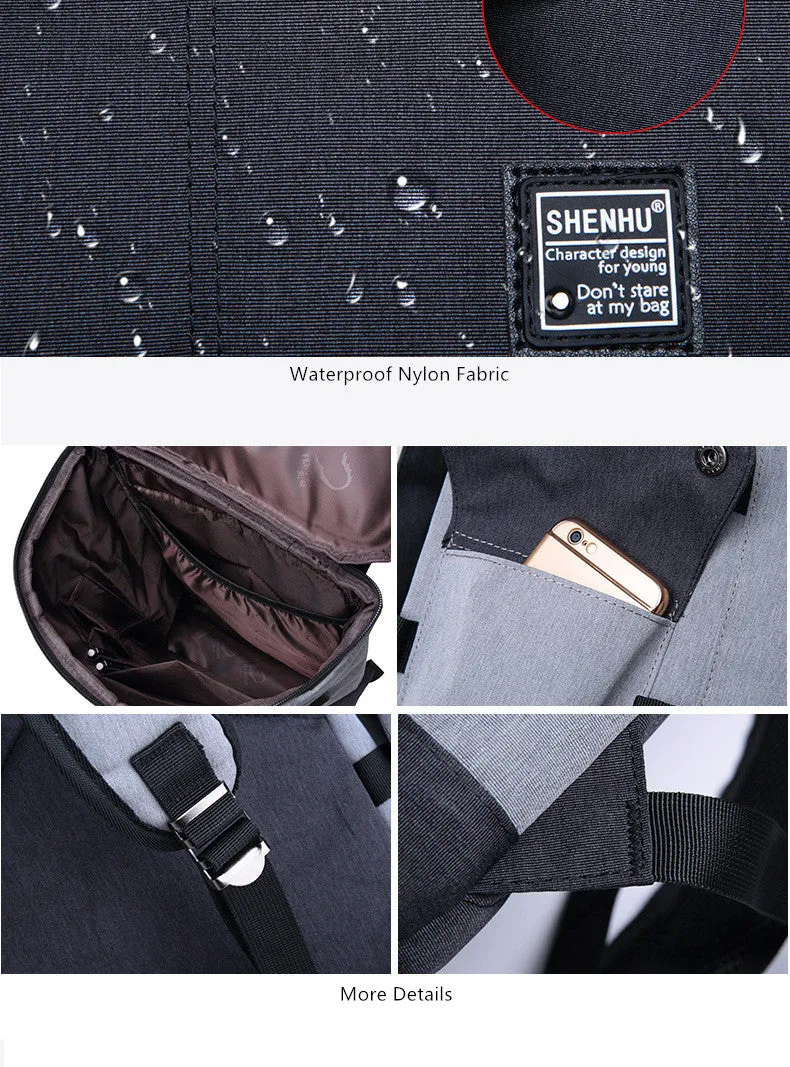 Anti-Theft Laptop Backpack Oxford Fabric College Travel Backpack with USB Charging Port Water Resistant For School Bags Boys