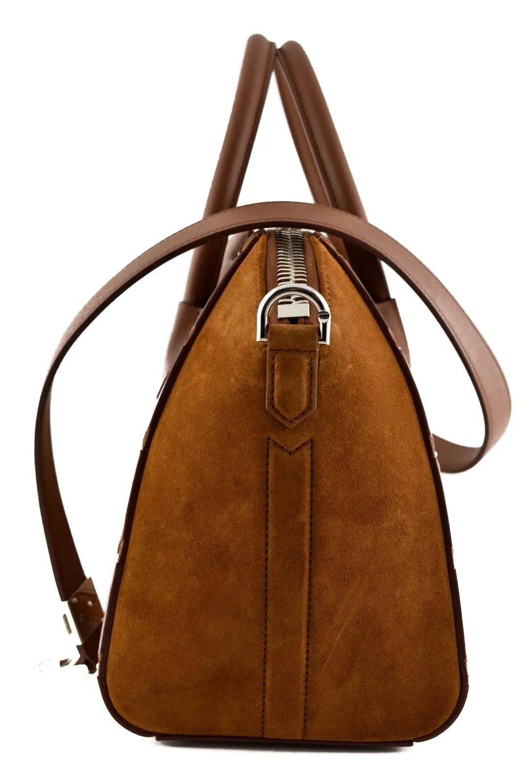 Antigona Small Brown Chevron Studded Shoulder Top Handle Tote Bag