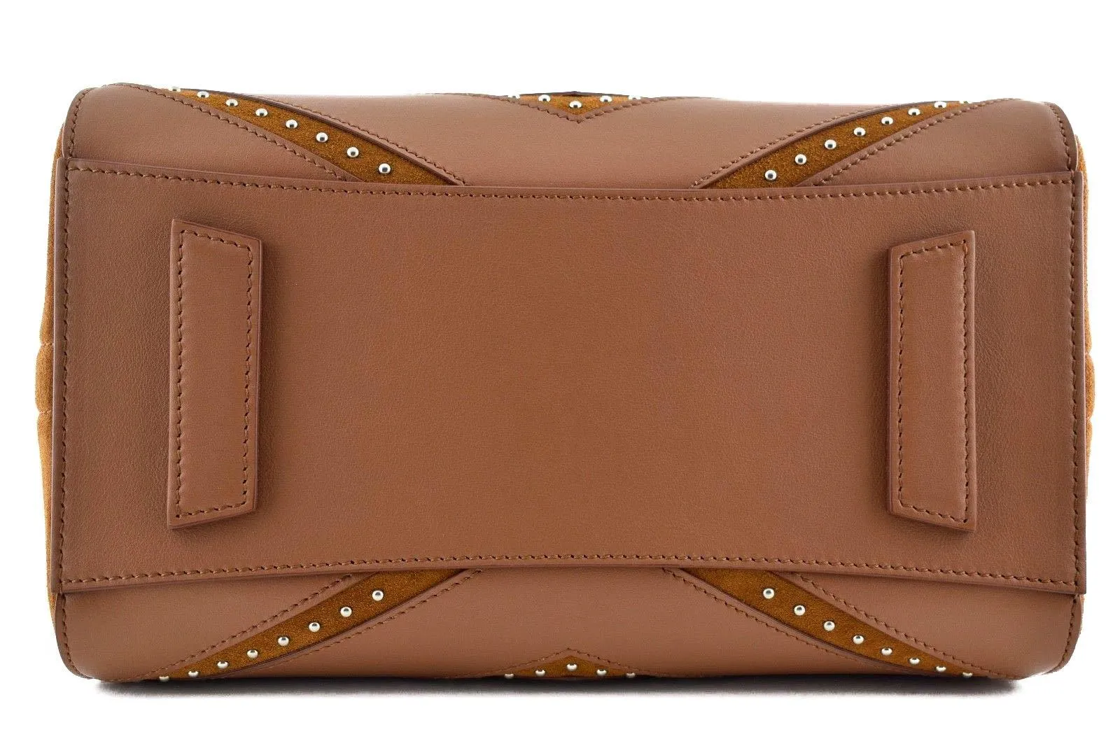 Antigona Small Brown Chevron Studded Shoulder Top Handle Tote Bag