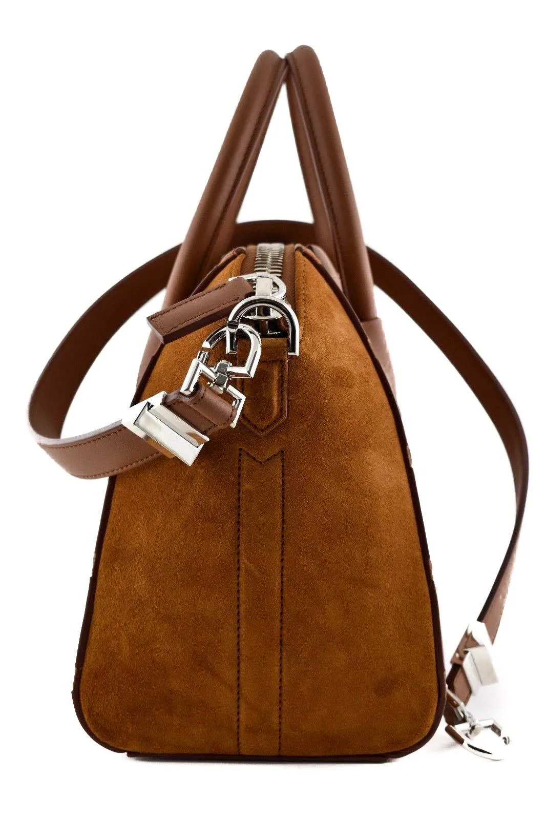 Antigona Small Brown Chevron Studded Shoulder Top Handle Tote Bag