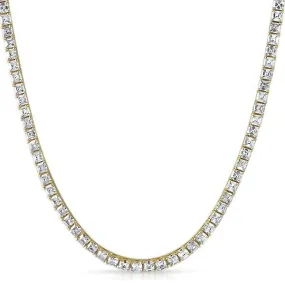Asscher 4MM 1 Row CZ Gold Tennis Chain