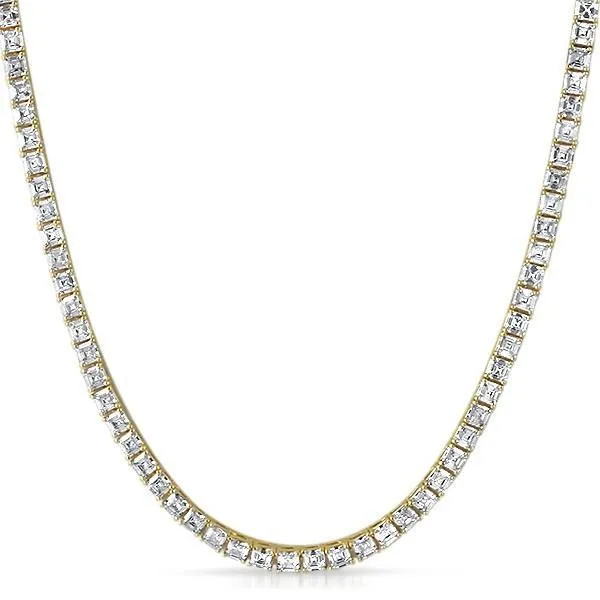 Asscher 4MM 1 Row CZ Gold Tennis Chain