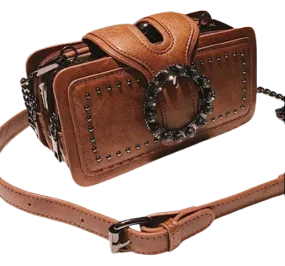 Bag - Tote - tan studded leather