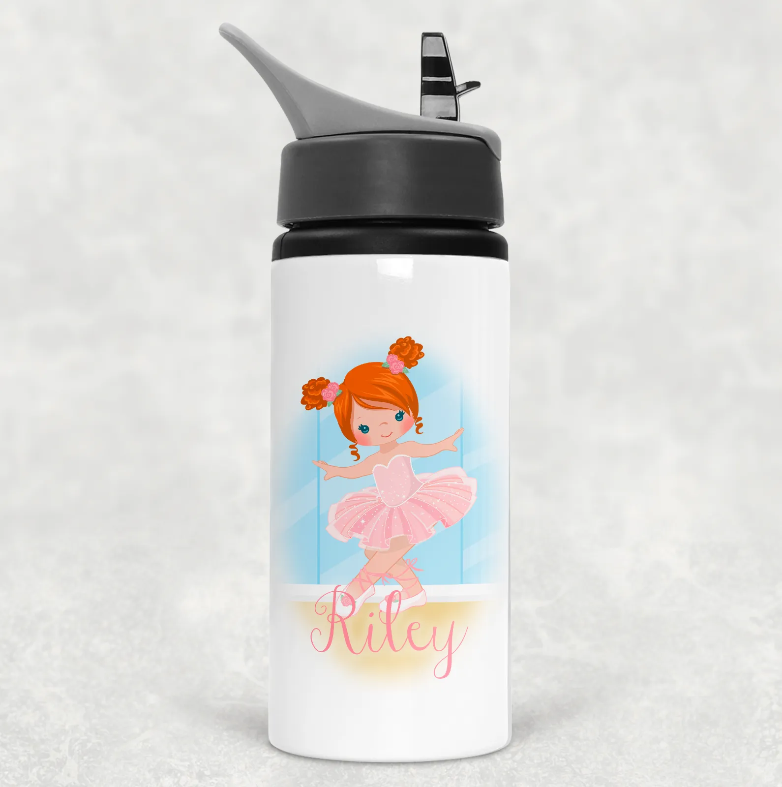 Ballet Room Personalised Aluminium Straw Water Bottle 650ml