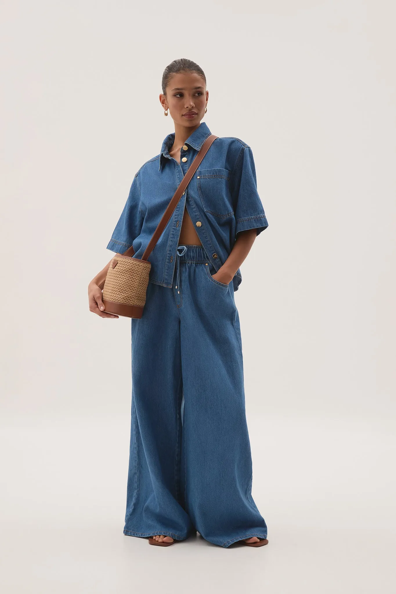Beam Woven Bucket Bag