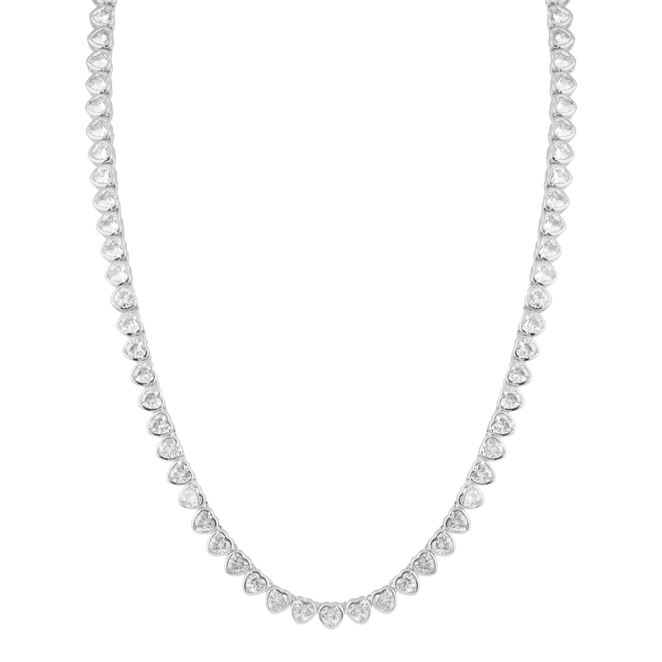 Bezel Heart Tennis Necklace