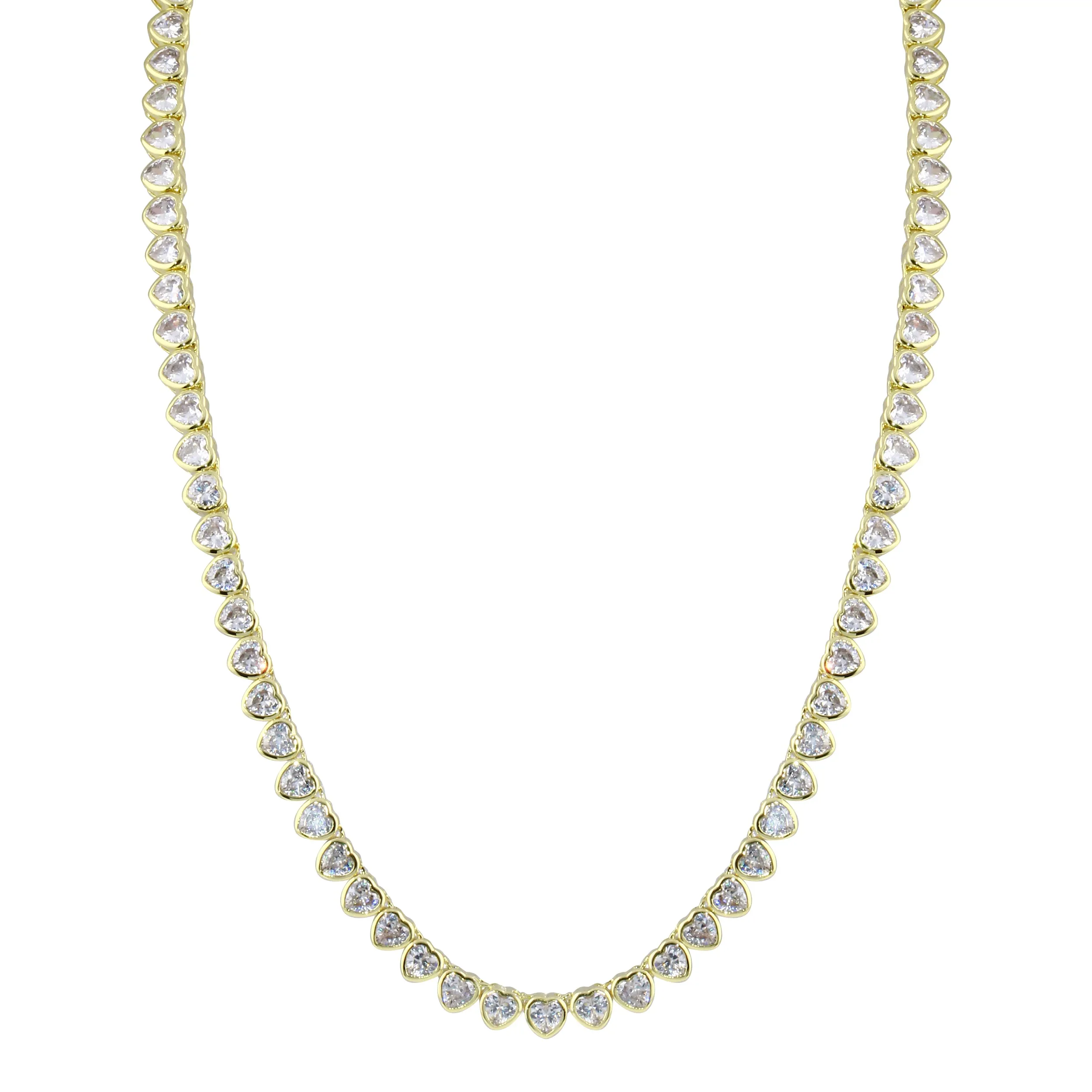 Bezel Heart Tennis Necklace