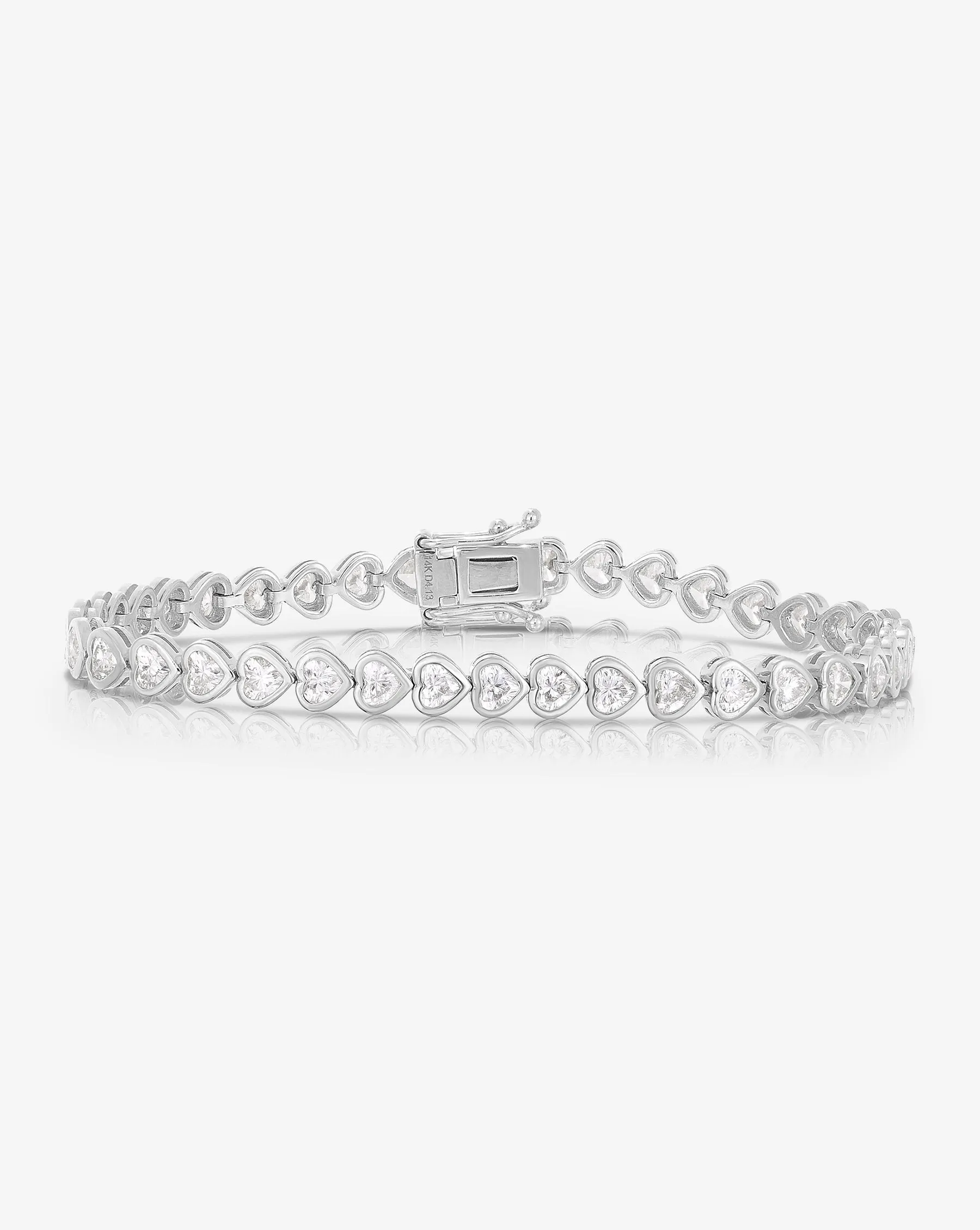 Bezel-Set Heart Diamond Tennis Bracelet