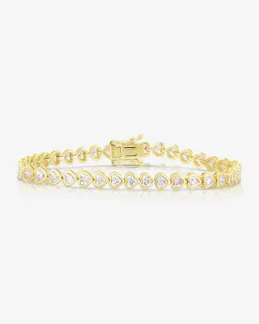Bezel-Set Heart Diamond Tennis Bracelet