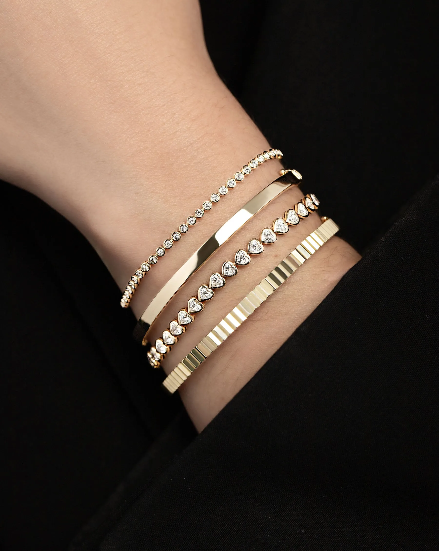 Bezel-Set Heart Diamond Tennis Bracelet