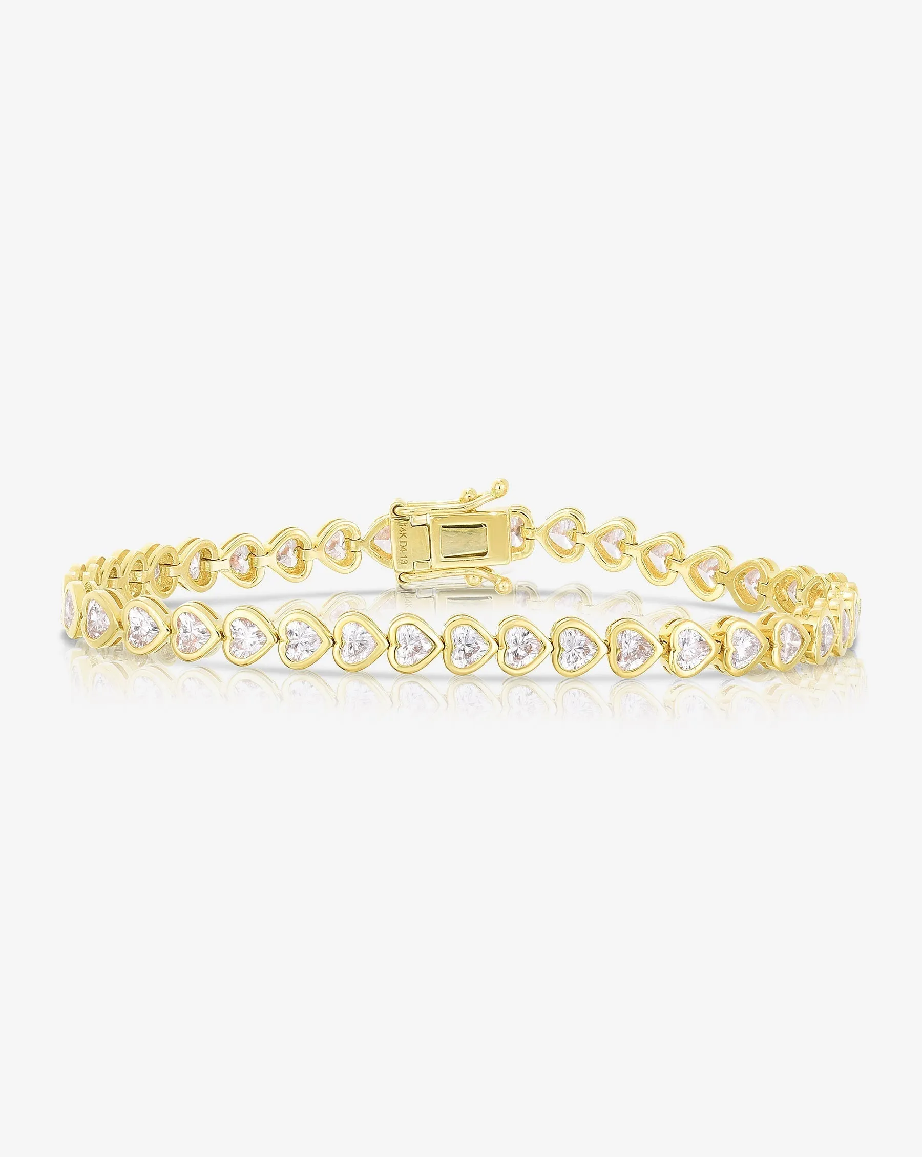 Bezel-Set Heart Diamond Tennis Bracelet