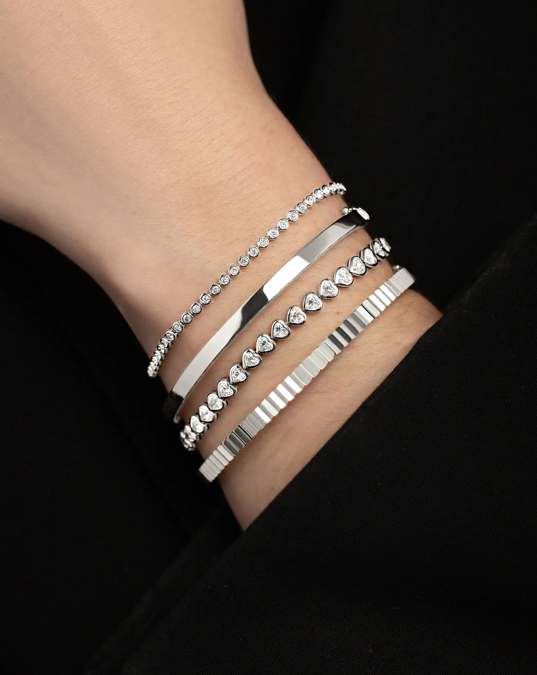 Bezel-Set Heart Diamond Tennis Bracelet
