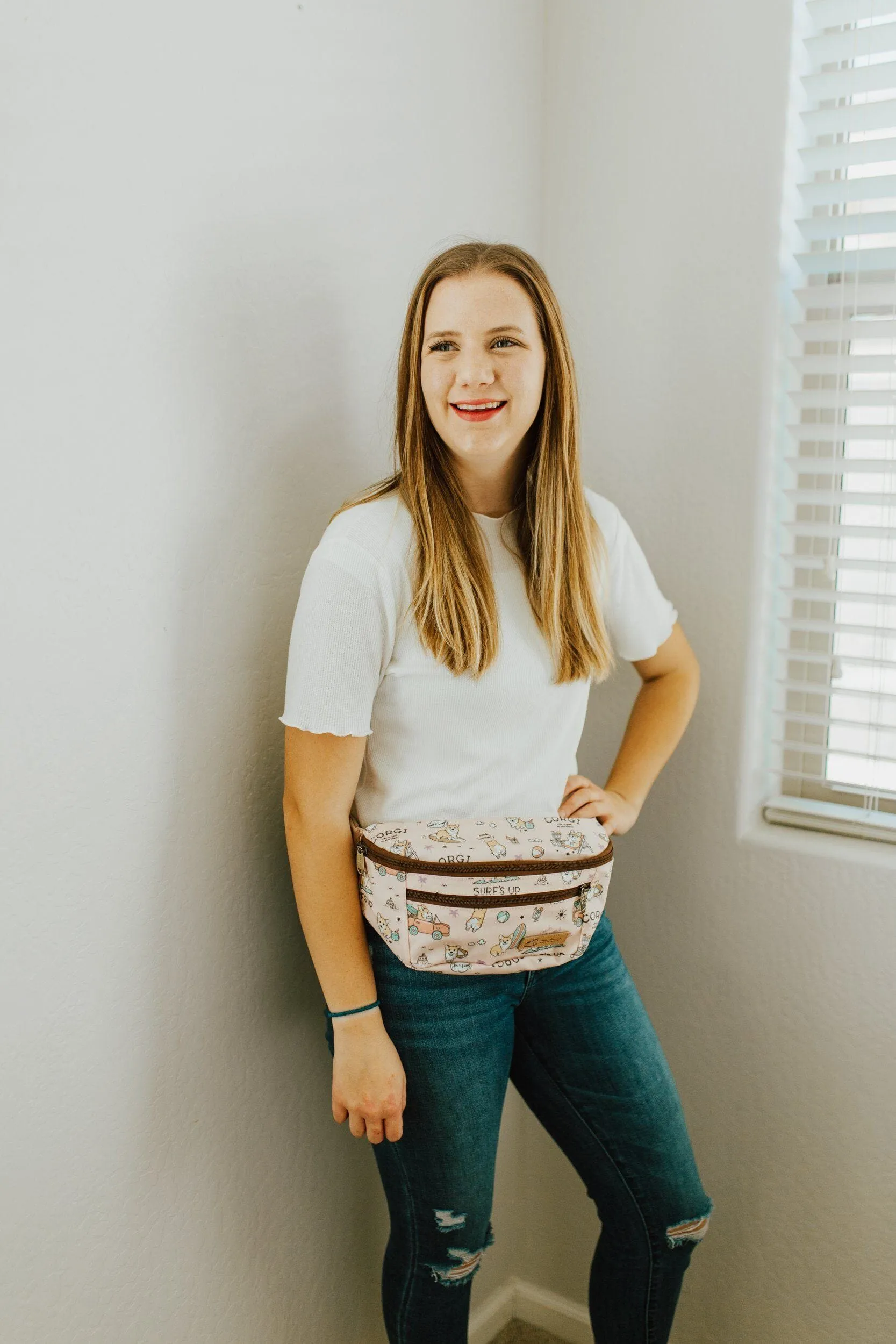 Black Beer Corgi Fanny Pack