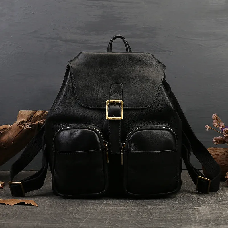 Black Leather Backpack Purse Ladies Leather Rucksack Bag For Women
