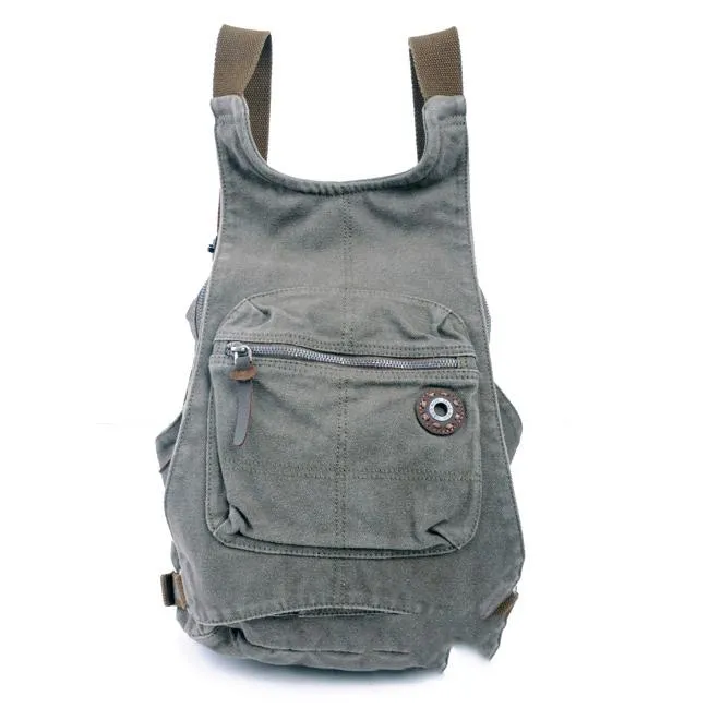 Canvas Dark Blue Mens Hiking Backpack School Backpack Green College Backpack For Men
