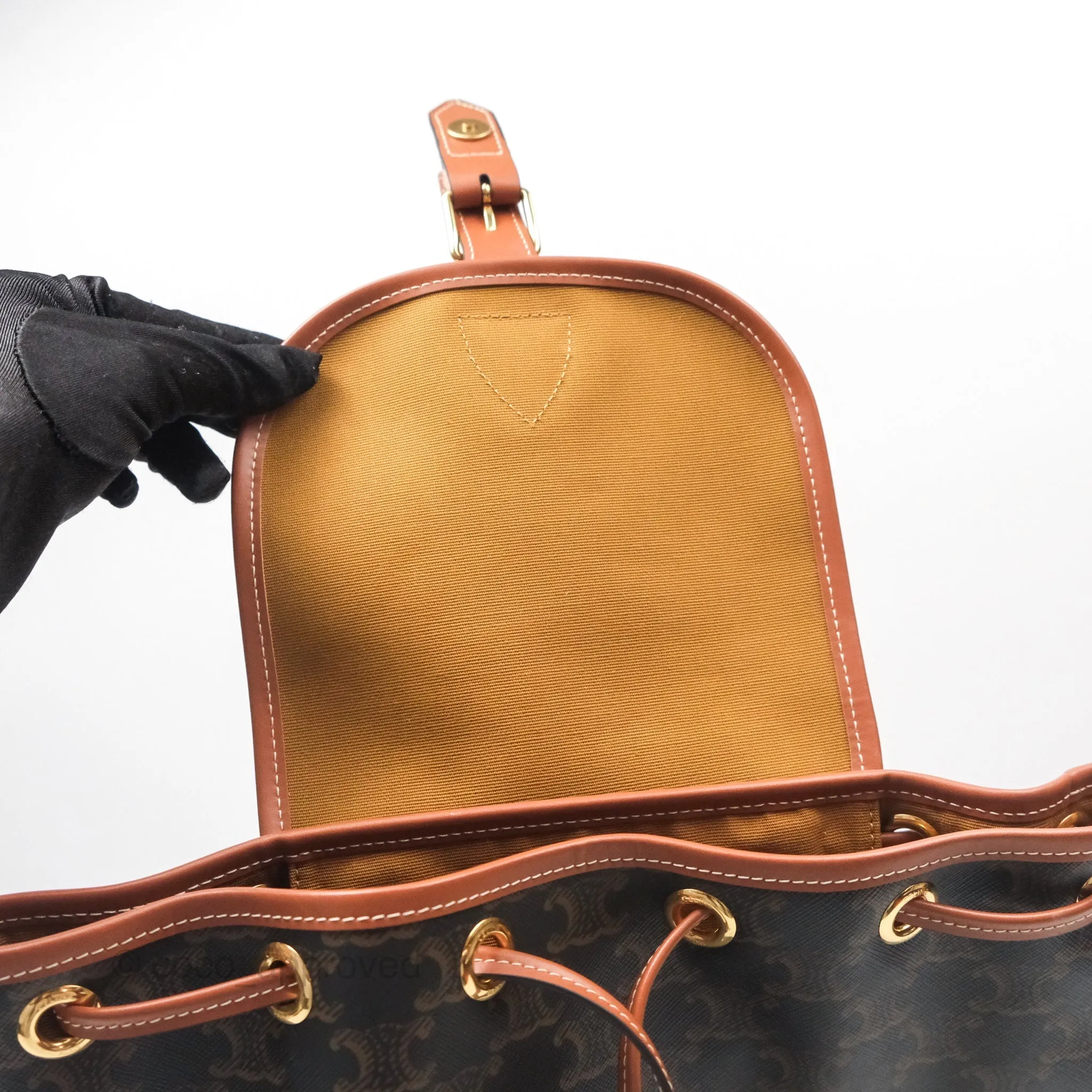 Celine Medium Folco Backpack In Triomphe Canvas Calfskin