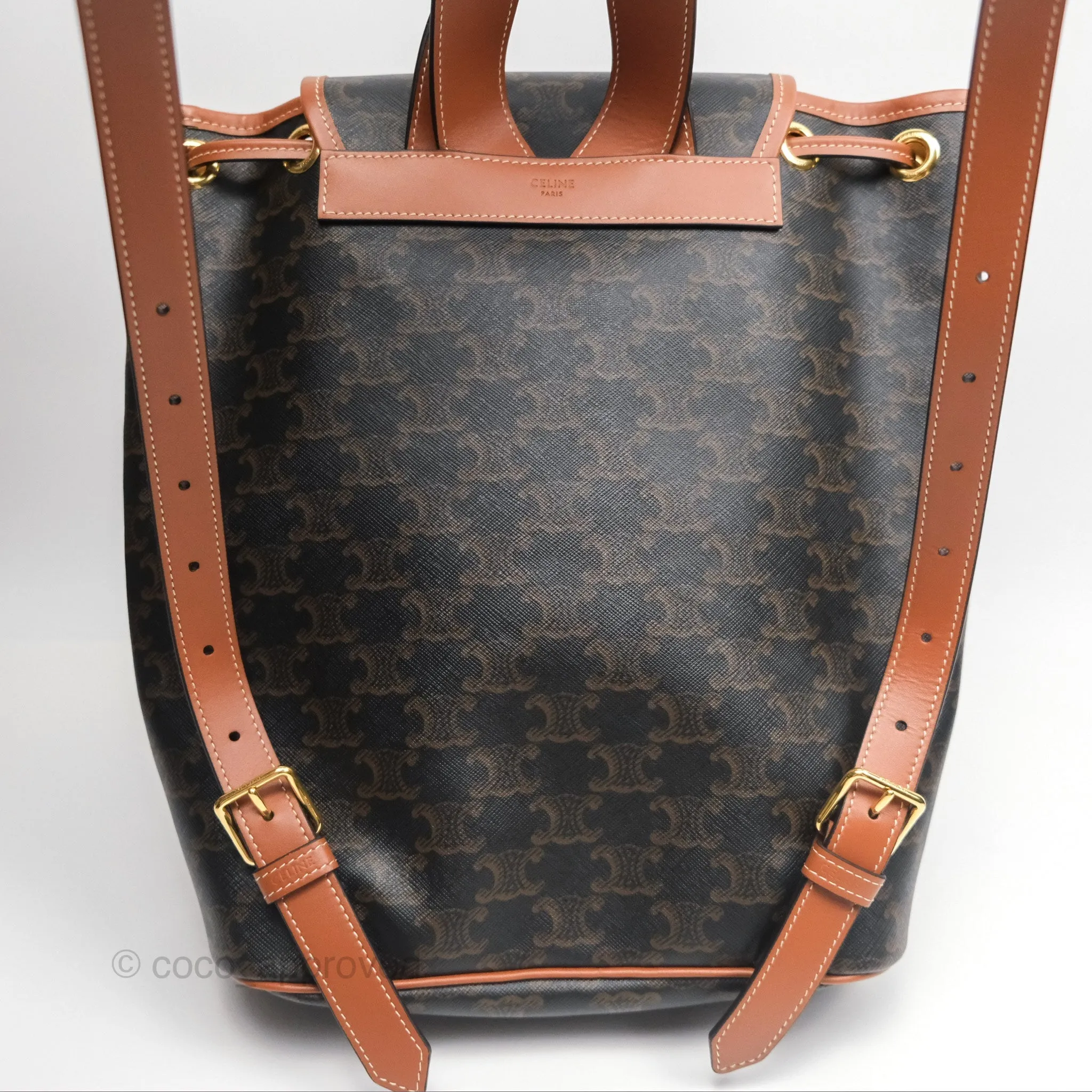 Celine Medium Folco Backpack In Triomphe Canvas Calfskin
