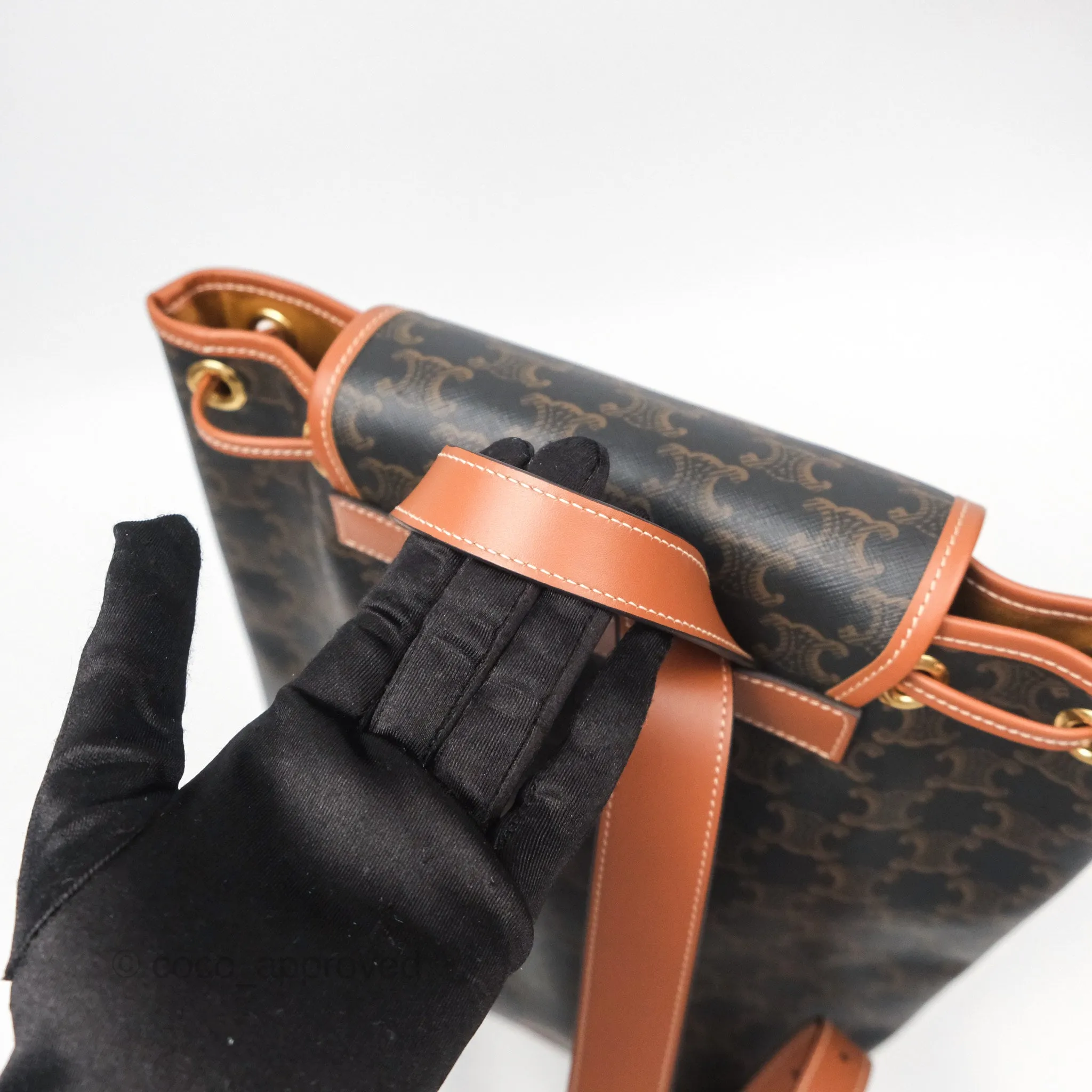 Celine Medium Folco Backpack In Triomphe Canvas Calfskin