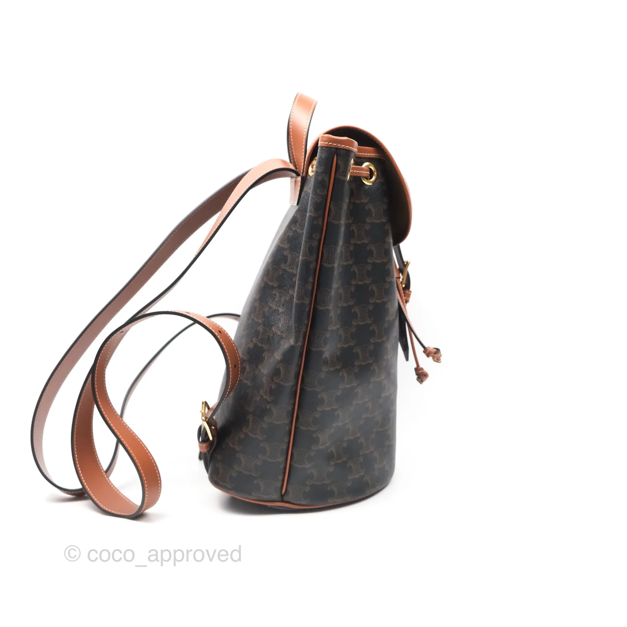 Celine Medium Folco Backpack In Triomphe Canvas Calfskin