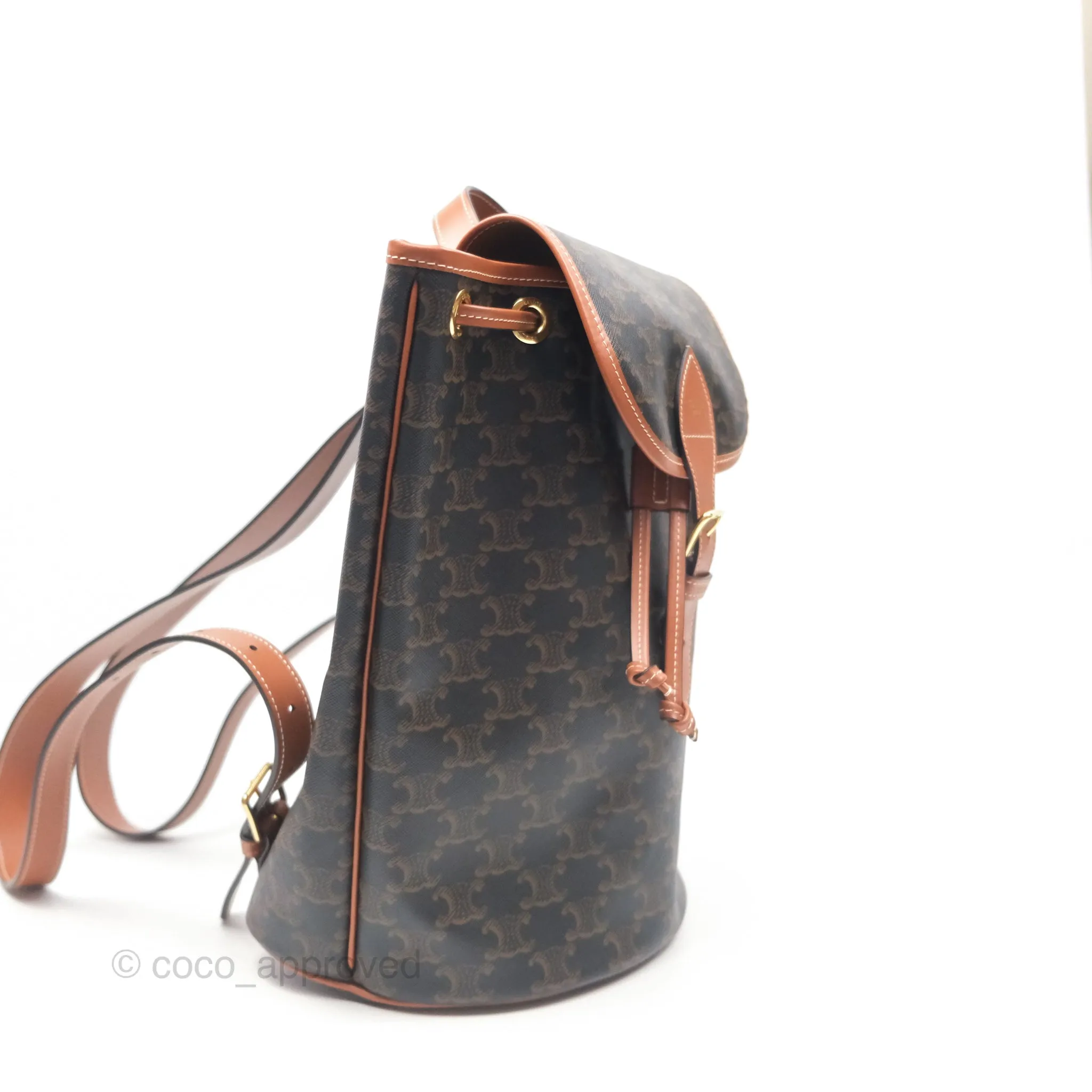 Celine Medium Folco Backpack In Triomphe Canvas Calfskin
