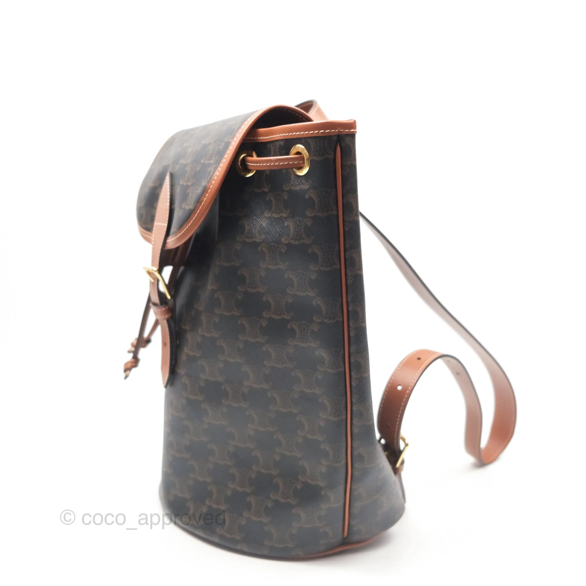Celine Medium Folco Backpack In Triomphe Canvas Calfskin