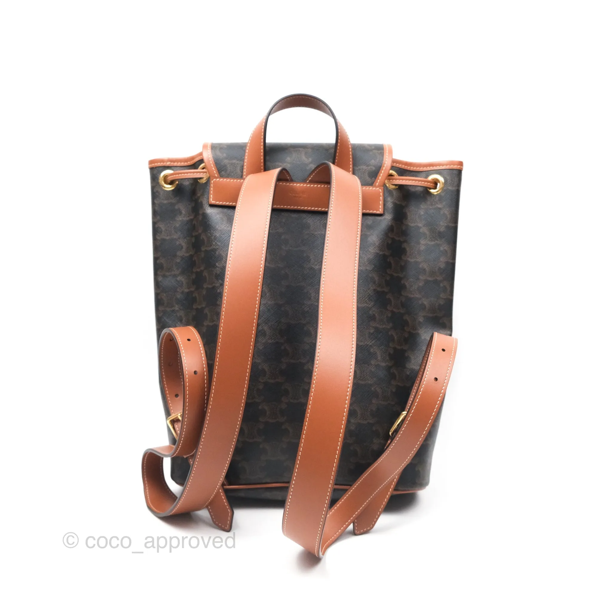 Celine Medium Folco Backpack In Triomphe Canvas Calfskin