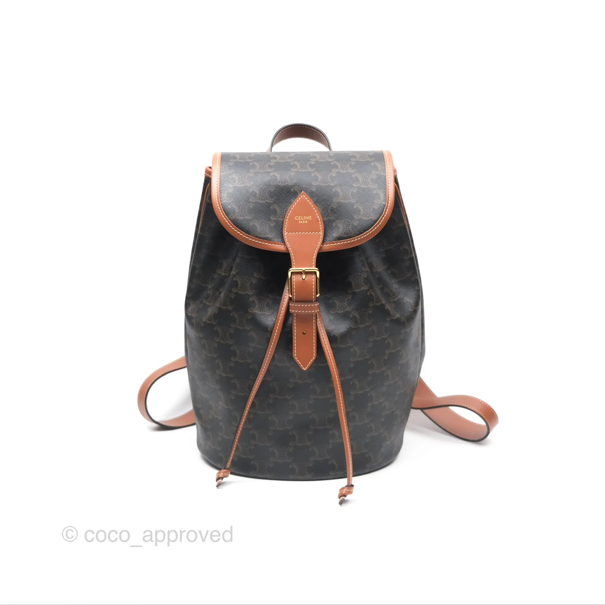 Celine Medium Folco Backpack In Triomphe Canvas Calfskin
