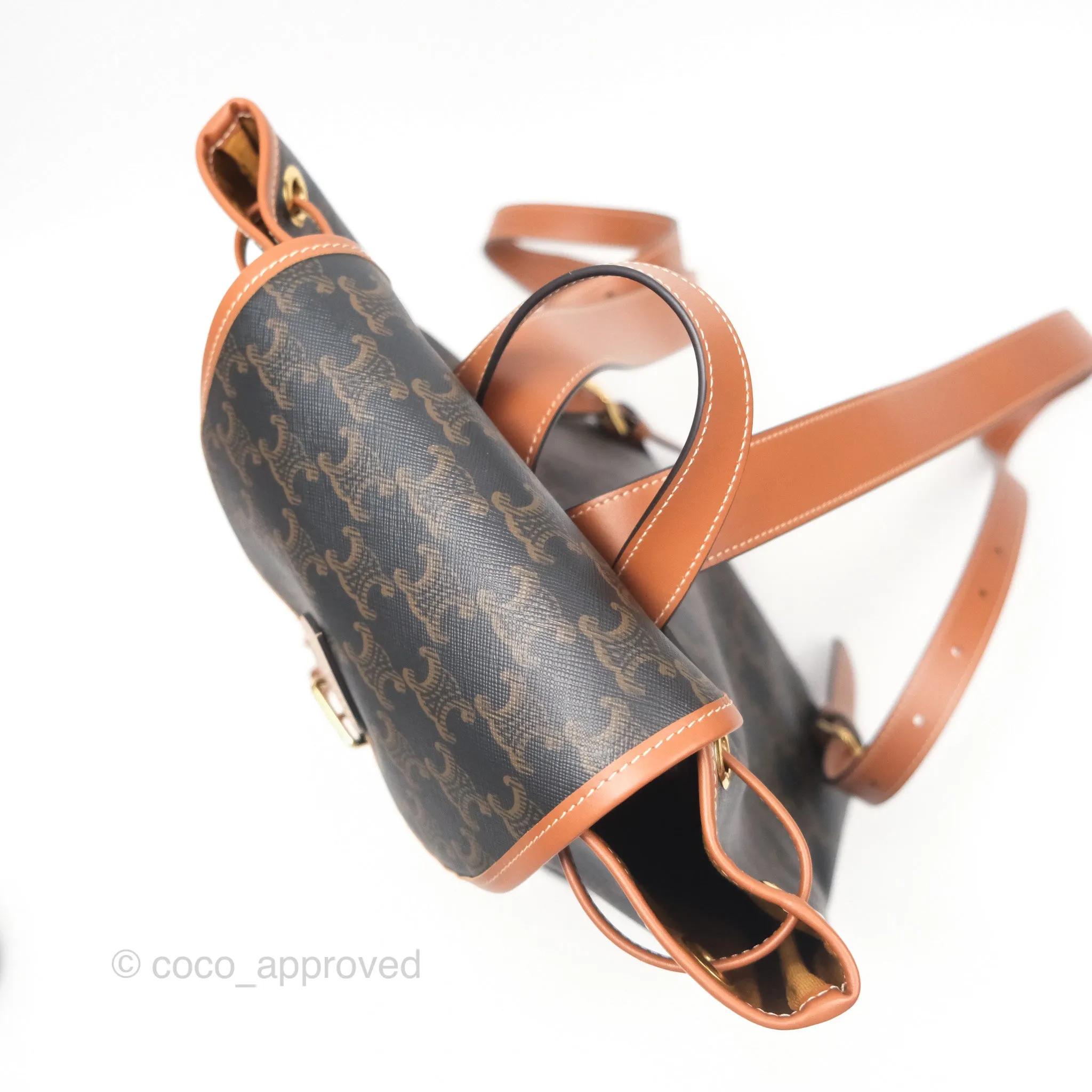 Celine Medium Folco Backpack In Triomphe Canvas Calfskin
