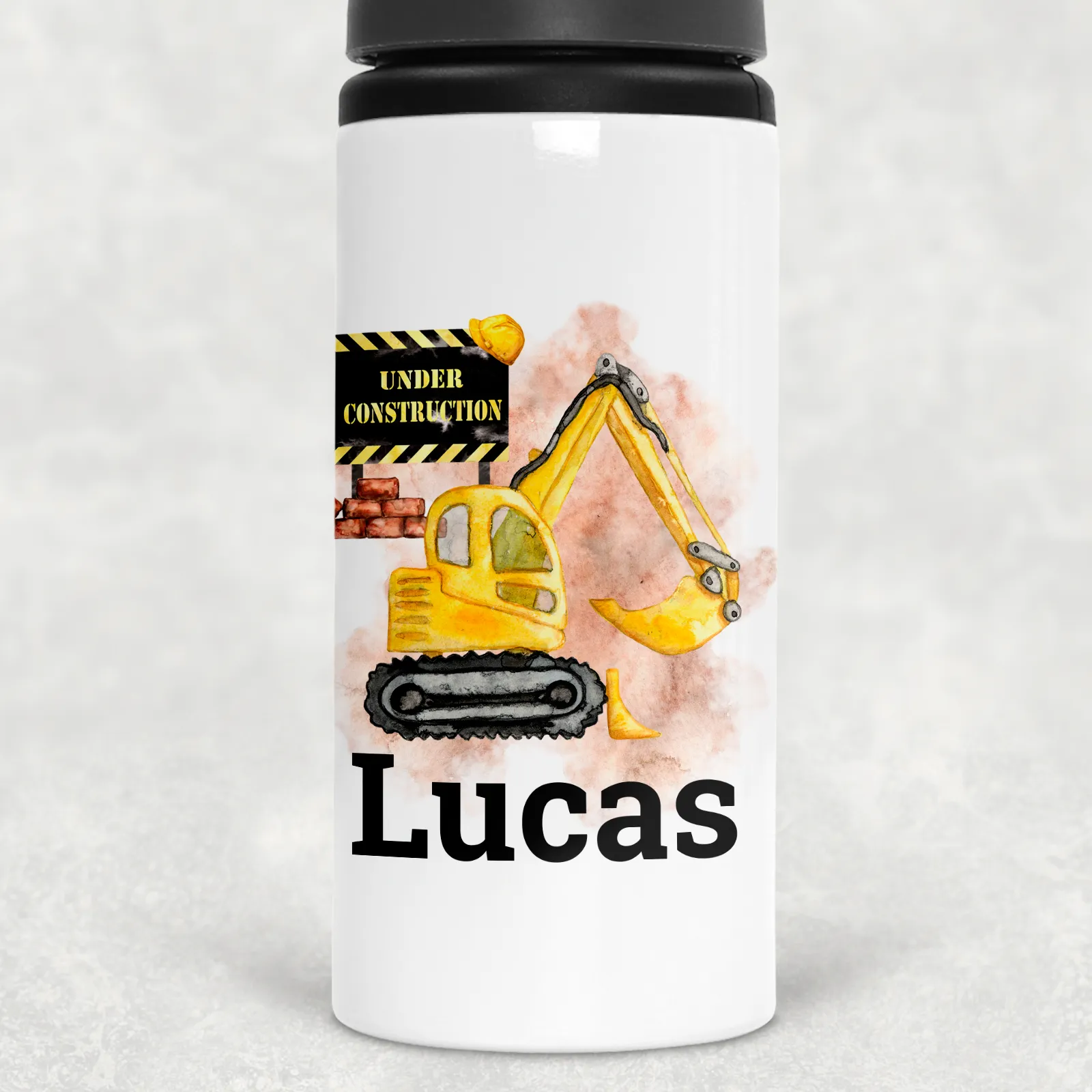 Construction Personalised Aluminium Straw Water Bottle 650ml