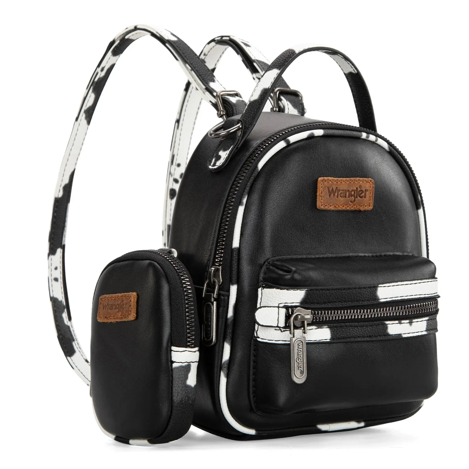 Cow Print Mini Backpack - Black