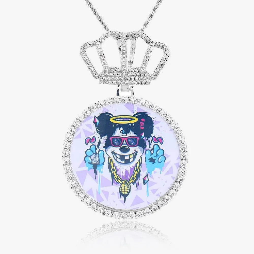 Custom Hollow Crown Photo Pendant