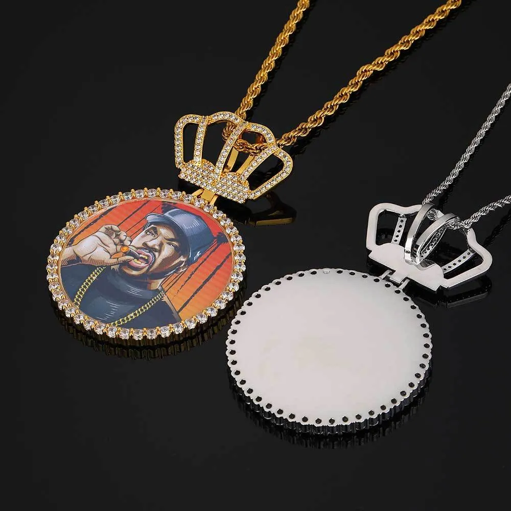 Custom Hollow Crown Photo Pendant