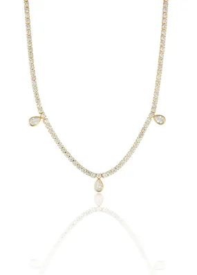 Dainty Tennis Bracelet With Tear Drop CZ Stones (G180)