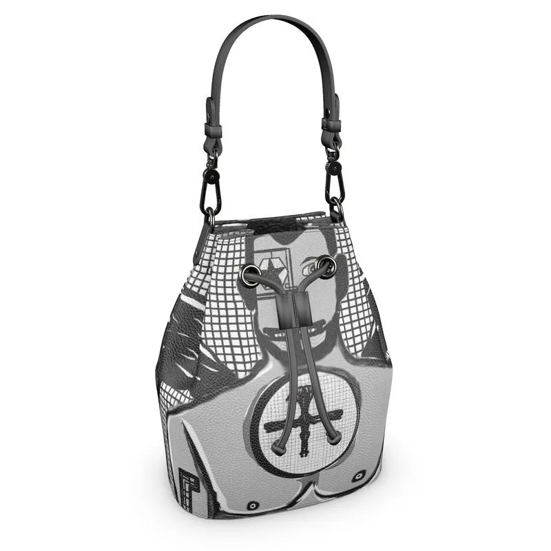 Designer Nappa Leather Bucket Bag with Suede Lining