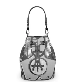 Designer Nappa Leather Bucket Bag with Suede Lining