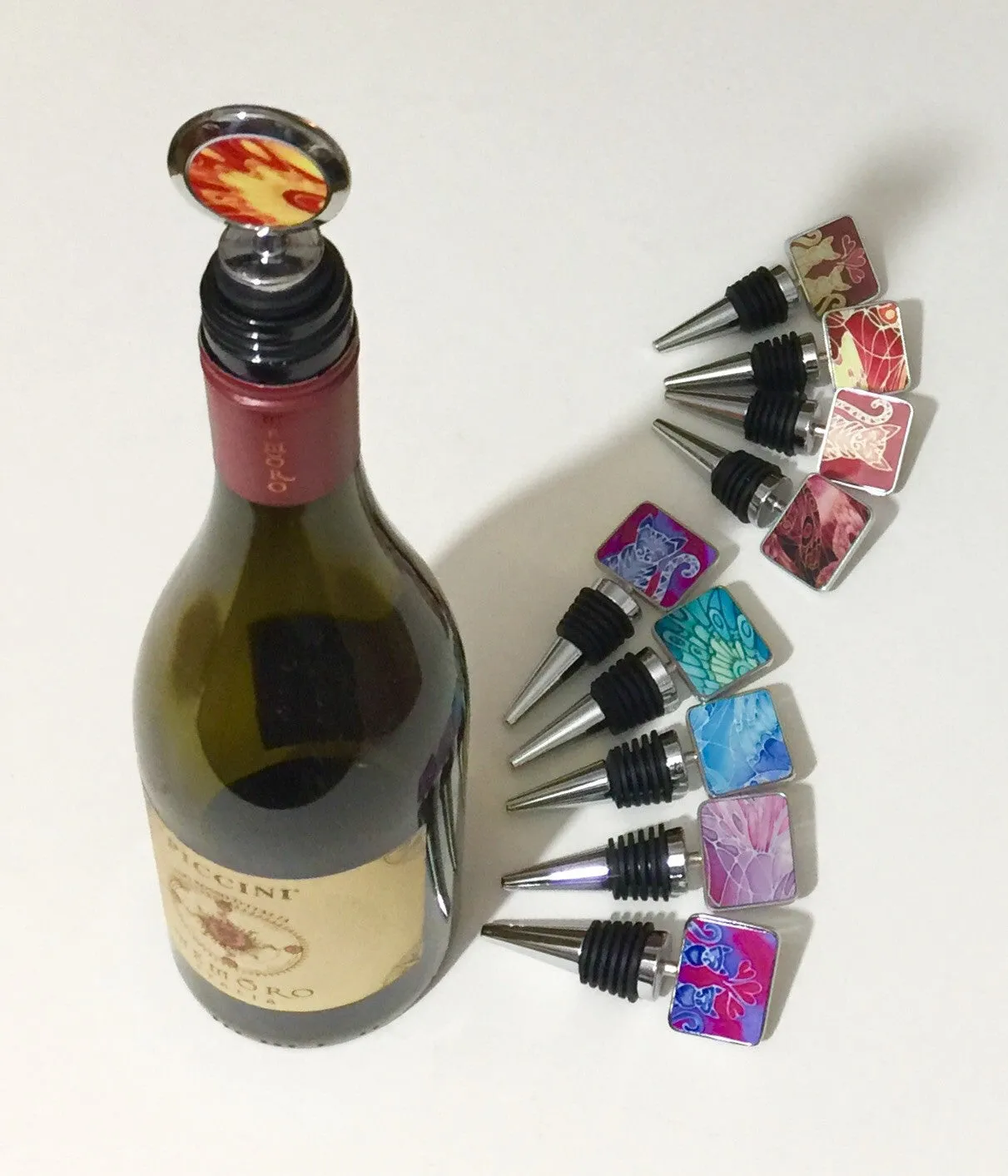 Elephant Family Bottle Stopper  - Bottle Bung Blue  - Nature Lovers Gift-Wine Lovers Gift